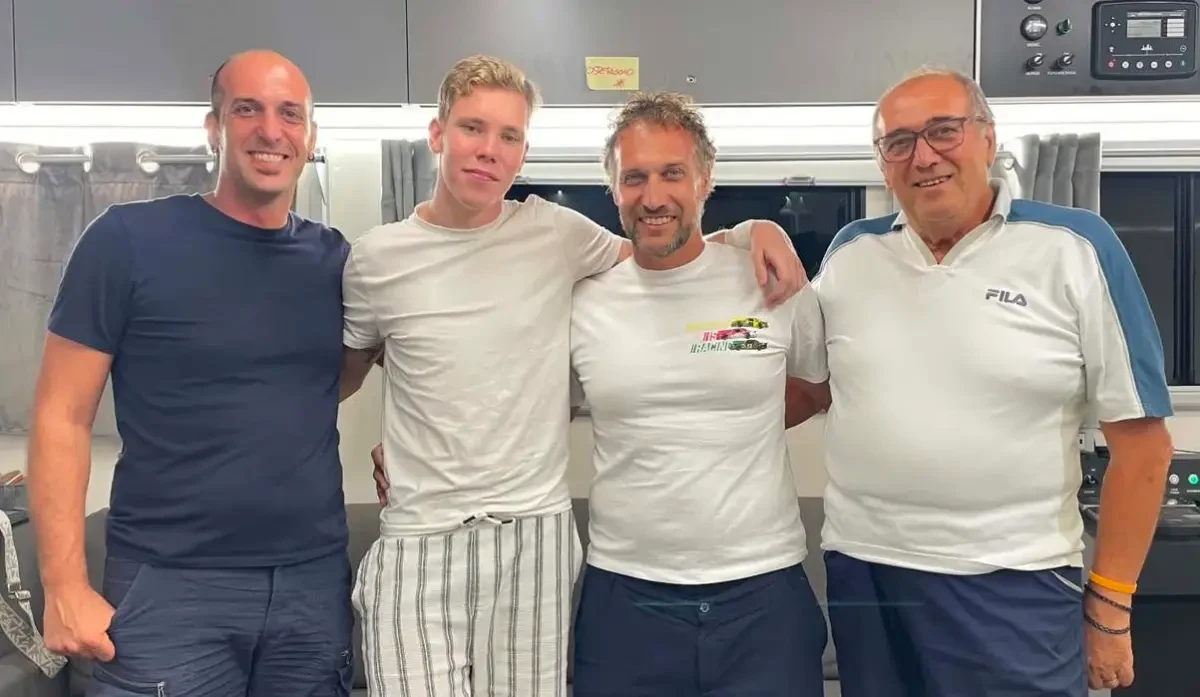 André Solvang with the Cremona family in the camper after his discharge