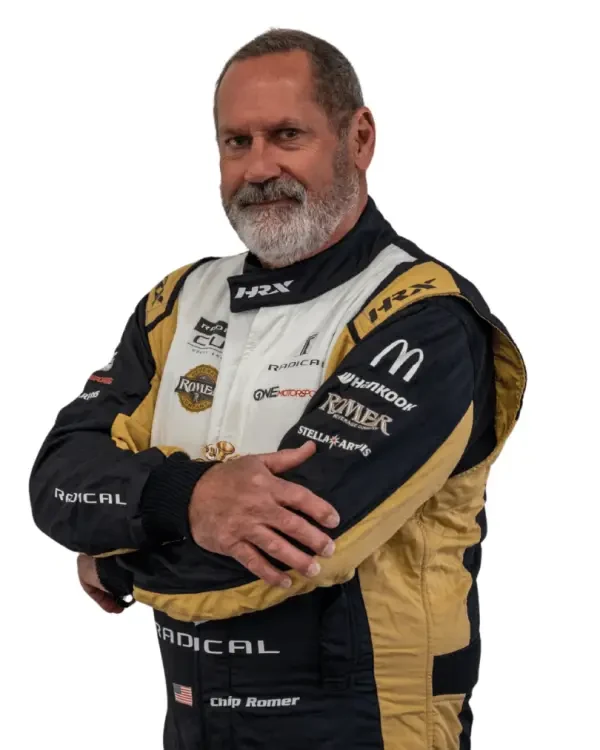 Chip Romer in his ONE Motorsports Radical Cup racing suit