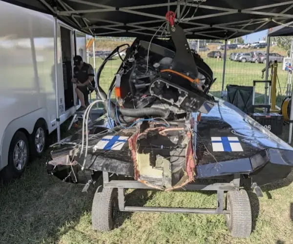 Roope Virtanen's damaged boat after the San Nazzaro accident
