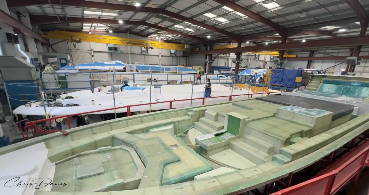 Hull under construction inside the Sunseeker factory in Poole