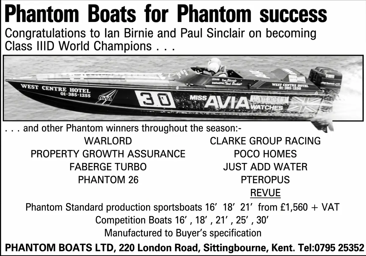 1982 Phantom Boats magazine advertisement