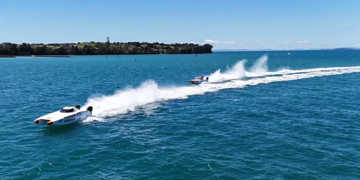 Espresso Engineers 19 in Supercat Lite at the NZOPA Gulf Harbour round, October 2026