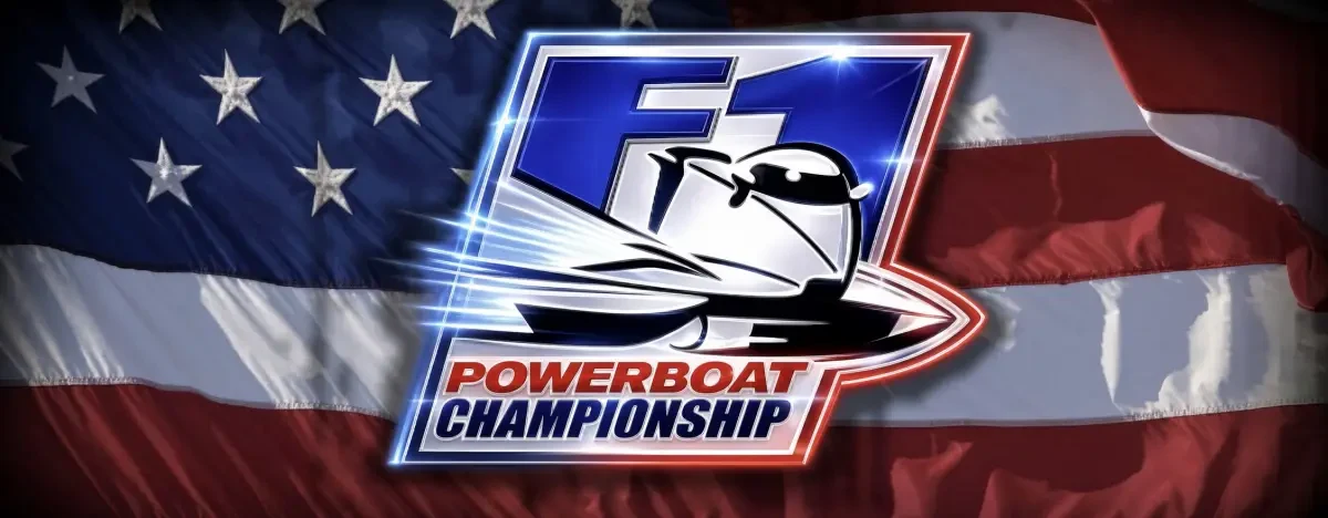 Formula One Powerboat Championship logo on a United States flag background