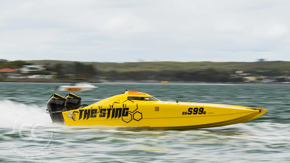 The Sting in Supercat Outboard at Lake Macquarie 2026