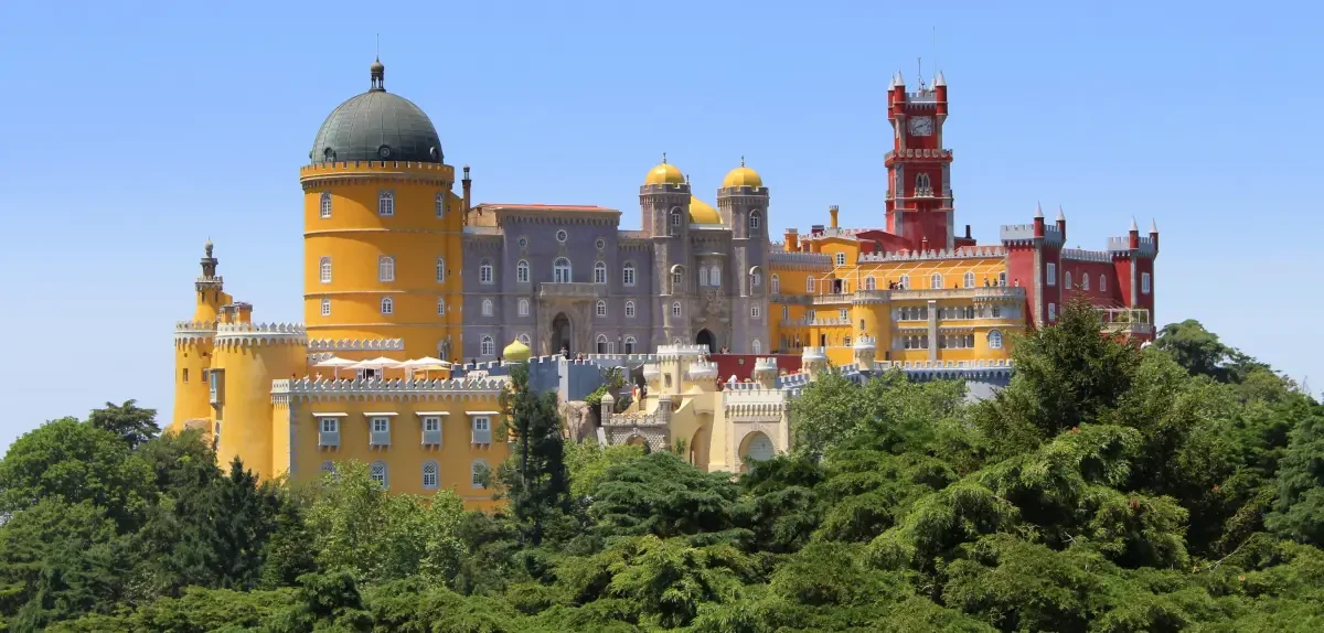 Pena Palace above the wooded hills of Sintra, Portugal, host of the 99th UIM General Assembly