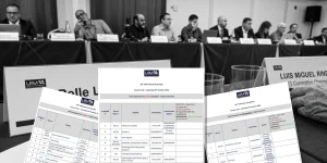 UIM Council vote rules proposals documents in front of the 99th UIM General Assembly top table in Sintra